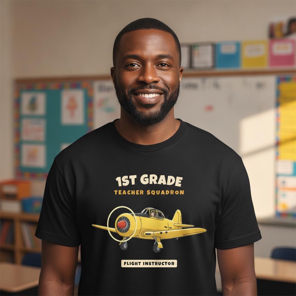 1st Grade Teacher Shirt | Vintage Airplane Squadron Tee | Back to School Teacher Gift | Grade Level Team T-Shirt